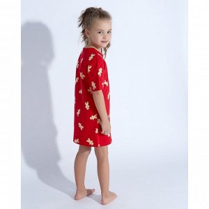 Сорочка для девочки MINAKU &quot;Печеньки&quot;, рост 98, цвет красный