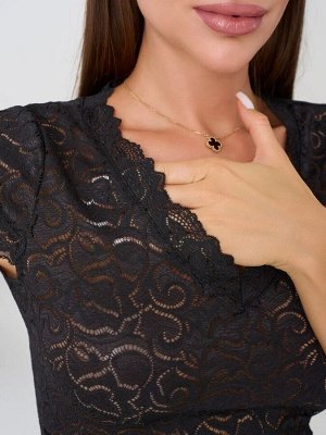 Топ кружевной с коротким рукавом ANDETTA черный