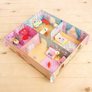 Пластиковый «Кукольный дом» из картона, пони и аксессуары