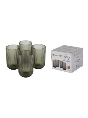 "Grey" Набор стаканов 4шт. 465мл, цв.серый, в п.у.