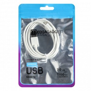 Кабель Mediagadget U-MCU12P, micro USB - USB, 1 А, 1 м, белый