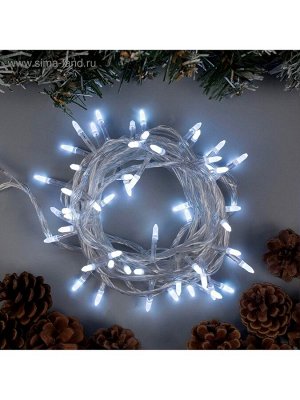 Гирлянда «Нить» 10 м с насадками «Игла», IP20, прозрачная нить, 100 LED, свечение белое, 8 режимов, 220 В