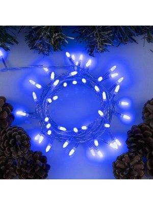 Гирлянда «Нить» 5 м с насадками «Игла», IP20, прозрачная нить, 50 LED, свечение синее, 8 режимов, 220 В
