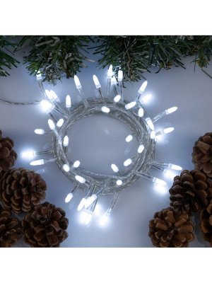 Гирлянда «Нить» 5 м с насадками «Игла», IP20, прозрачная нить, 50 LED, свечение белое, 8 режимов, 220 В