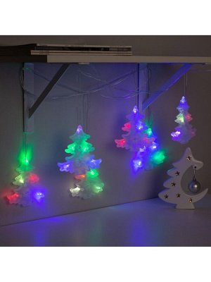 Гирлянда «Нить» 2 м с насадками «Ёлка матовая», IP20, прозрачная нить, 30 LED, свечение мульти (RG/RB), мигание, 220 В