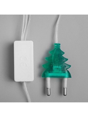 Гирлянда «Нить» 2 м с насадками «Ёлка матовая», IP20, прозрачная нить, 30 LED, свечение мульти (RG/RB), мигание, 220 В