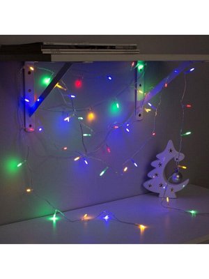 Гирлянда «Нить» 5 м с насадками «Игла», IP20, прозрачная нить, 50 LED, свечение мульти, 8 режимов, 220 В