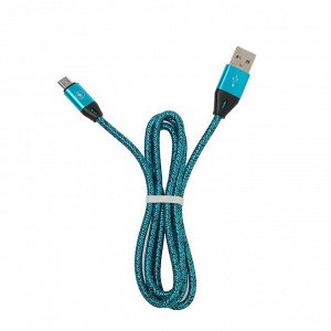 Кабель LuazON, microUSB - USB, 1 А, 1 м, оплётка нейлон, МИКС