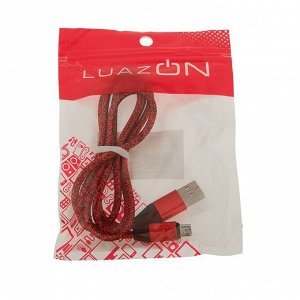 Кабель LuazON, microUSB - USB, 1 А, 1 м, оплётка нейлон, МИКС