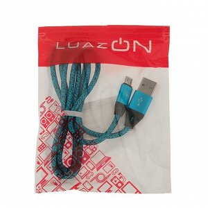 Кабель LuazON, microUSB - USB, 1 А, 1 м, оплётка нейлон, МИКС