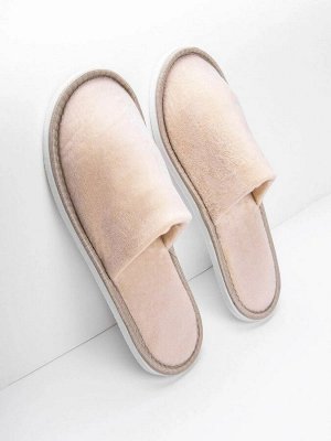 Тапочки женские Плюш AMARO HOME Закрытый нос (Бежевый)