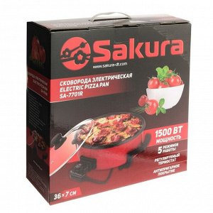 Сковорода электрическая Sakura SA-7701R, 1500 Вт, d=36, глубина 7 см
