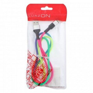 Кабель LuazON, Type-C - USB, 2 A, 1 м, оплётка нейлон, разноцветный