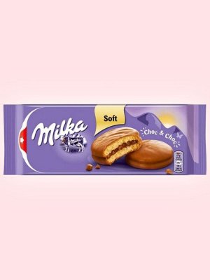 Бисквитное печенье покрытое молочным шоколадом Milka Choc&Choc / Милка нежное и шоколадной начинкой 150 гр