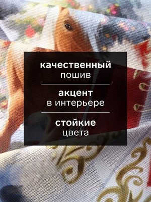 Набор кухонных полотенец «Доляна. Лошадь и Дед Мороз»: 35x60 см-2 шт., 100% хлопок, рогожка, 160 г/м²