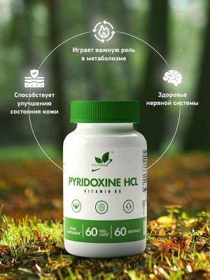 Витамин В6 / Vitamin B6 (Pyridoxide hydrochloride) /6 мг,  60 капс. веган