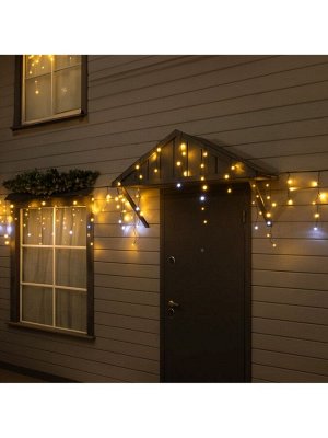 Гирлянда «Бахрома» 6x0.7 м, IP44, УМС, тёмная нить, 120 LED, свечение тёплое белое, мерцание, 220 В