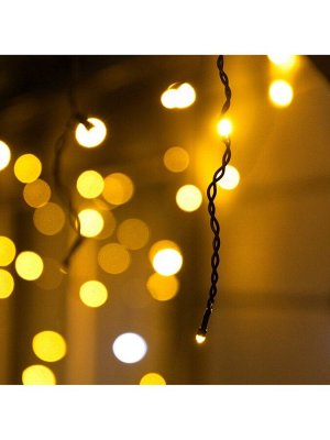 Гирлянда «Бахрома» 6x0.7 м, IP44, УМС, тёмная нить, 120 LED, свечение тёплое белое, мерцание, 220 В