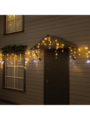 Гирлянда «Бахрома» 25 * 0.7 м, IP44, УМС, белая нить, 450 LED, свечение тёплое белое, мерцание, 220 В