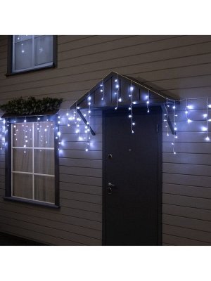 Гирлянда «Бахрома» 12*0.7 м, IP44, УМС, белая нить, 240 LED, свечение белое, мерцание, 220 В