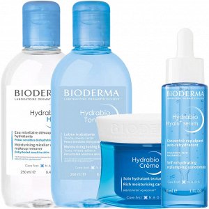 Биодерма Программа Hydrabio комплексный уход: мицеллярная вода 250 мл + лосьон 250 мл + крем 50 мл + сыворотка 30 мл (Bioderma, Hydrabio)