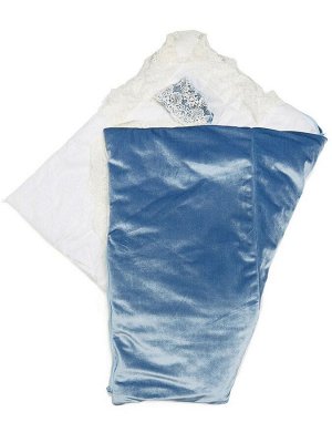 Конверт-одеяло на выписку "Императорский" (голубой с молочным кружевом и большой короной на молнии)