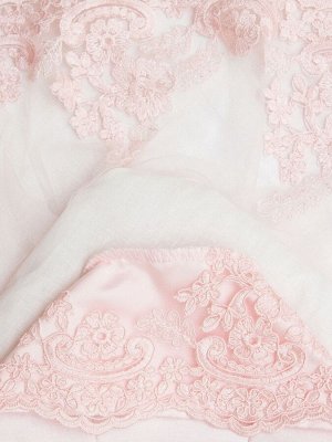 Зимний конверт-одеяло на выписку "Венеция" атлас (нежно розовый с розовым кружевом) без пледа