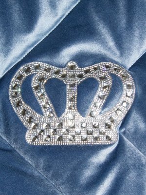 Конверт-одеяло на выписку "Императорский" (голубой с молочным кружевом и большой короной на липучке)
