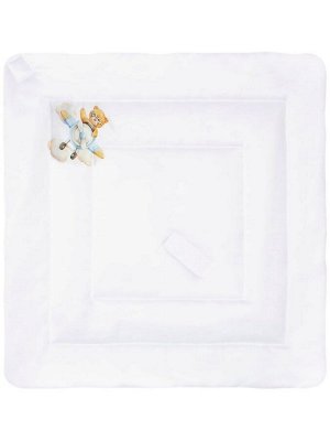 Зимний конверт-одеяло на выписку "Мишка пилот" (белое, принт без кружева)