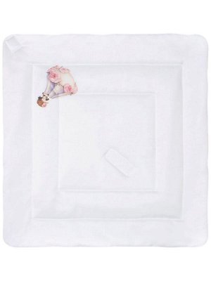 Конверт-одеяло на выписку "Панда на воздушном шаре" (белое, принт без кружева)