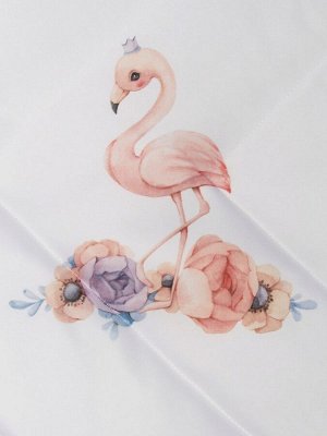 Конверт-одеяло на выписку "Принцесса фламинго" (белое, принт без кружева)