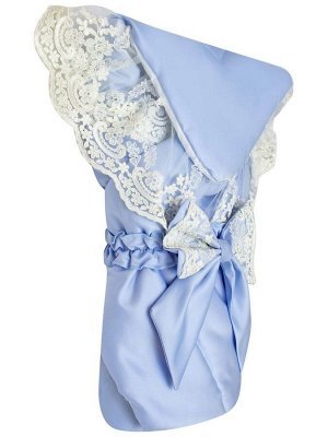 Зимний конверт-одеяло на выписку "Венеция" (голубой с молочным кружевом)