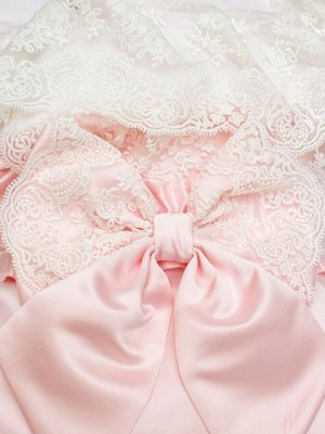 Конверт-одеяло на выписку "Милан" АТЛАС (нежно-розовый с белым кружевом)