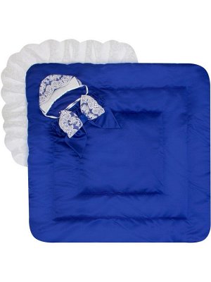 Конверт-одеяло на выписку "Неаполь" (синий с молочным кружевом)