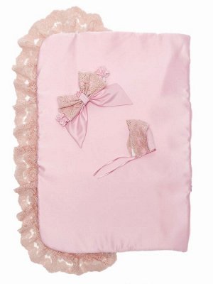 Конверт-одеяло на выписку &quot;Милан&quot; (розовый с розовым кружевом)
