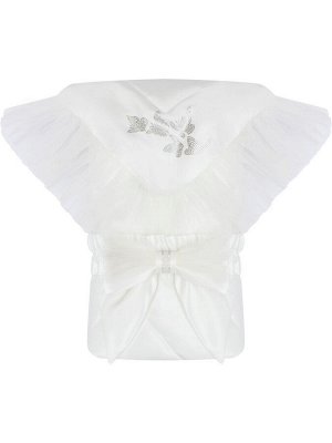 Зимний конверт-одеяло на выписку "Бабочка" белый с фатином