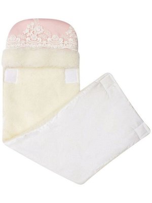 Зимний конверт-одеяло на выписку "Принцесса" (розовый с молочным кружевом)