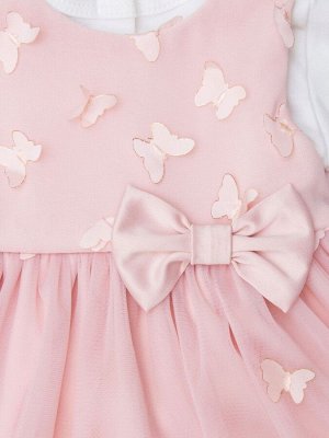 Luxury Baby Комплект на выписку &quot;Бабочка&quot; комбинезон и платье (розовое с розовой юбкой)