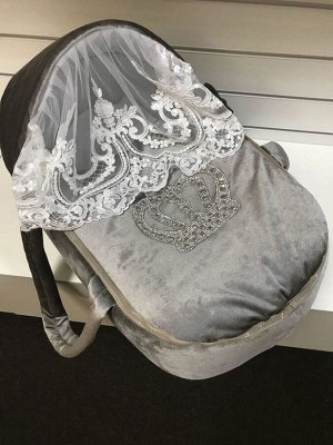 Люлька-переноска для новорожденного "Блюмарин" серый велюр