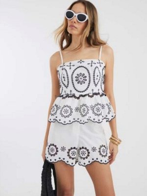 River Island Broderie Peplum 100% Cotton Cami