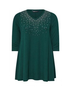 Зеленый - Yours Curve Stud Swing Tunics
