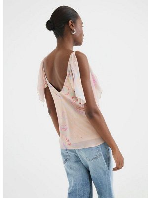 Топ River Island с принтом и оборками