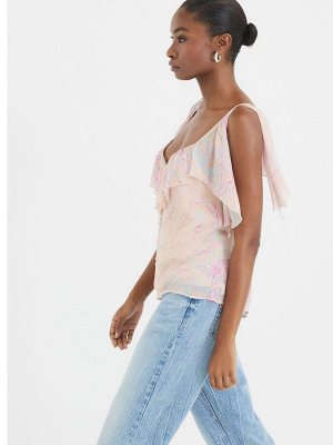 Топ River Island с принтом и оборками