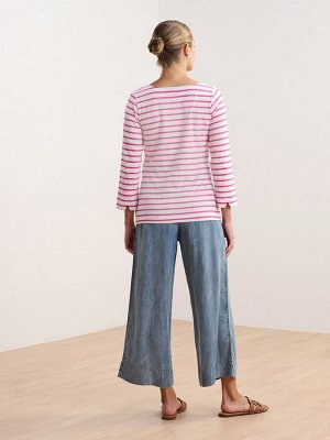 Футболка Hatley Pink Breton из 100% хлопка с полосками цвета фуксии и пуговицами
