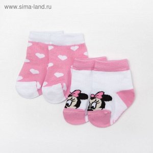 Набор носков "Minnie Mouse", белый/розовый, 12-14 см