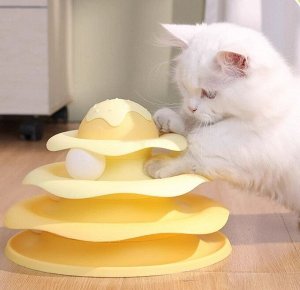 Трек для котов трехэтажный с шариками