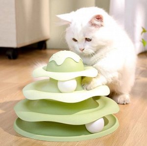 Трек для котов трехэтажный с шариками