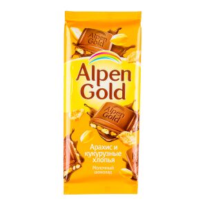 Шоколад Альпен Гольд Арахис и Кукурузные хлопья 85 г 1 уп.х 21 шт.