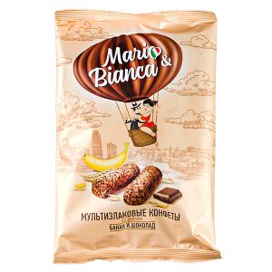 Конфеты MARIO&BIANCA Мультизлаковые со вкусом Банан и Шоколад 138 г 1 уп. х 8 шт.
