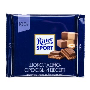 Шоколад Риттер Спорт Шоколадно-Ореховый десерт Пралине 100 г 1 уп.х 13 шт.